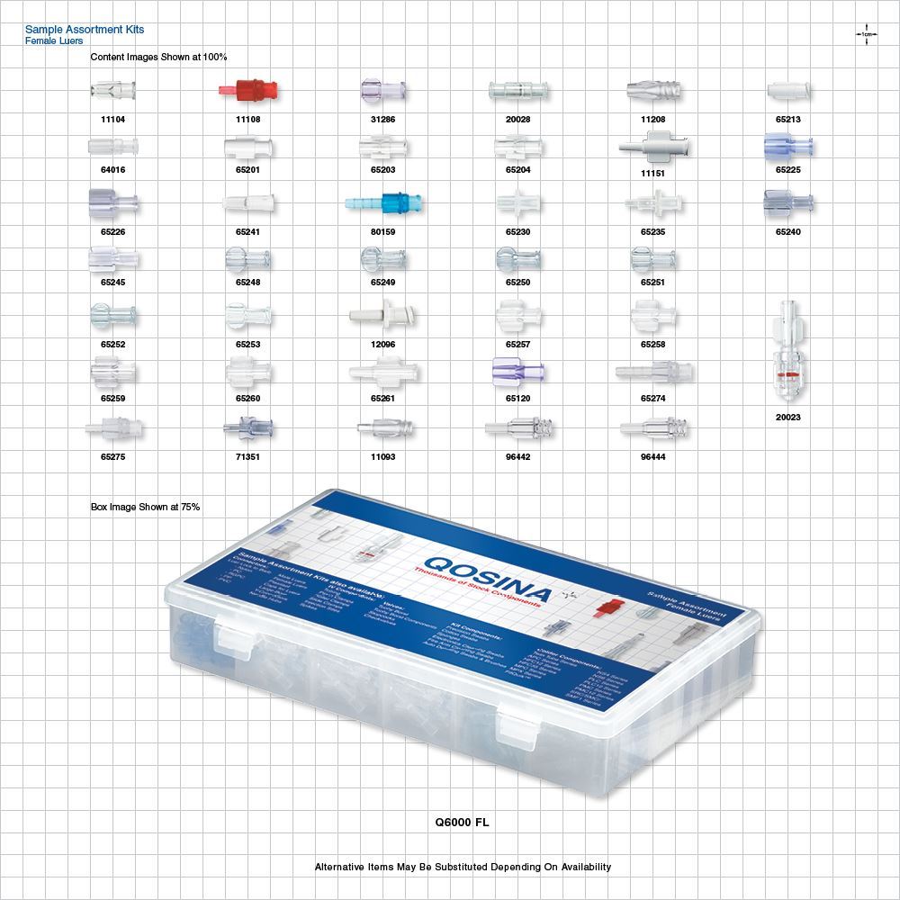 Female Luer Connectors Sample Assortment Kit